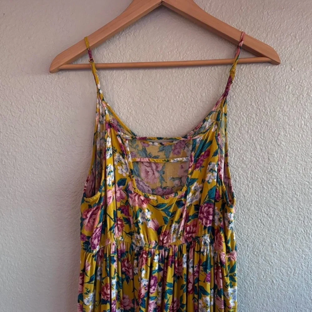 Garden Floral Print Maxi Dress Romantic Boho Sundress Size M